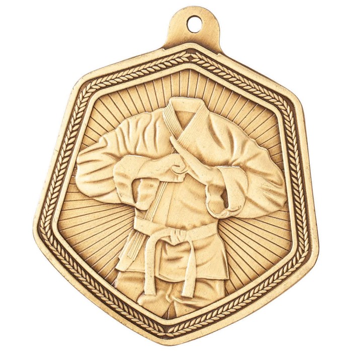 GOLD 65MM MARTIAL ARTS SHIELD MEDAL